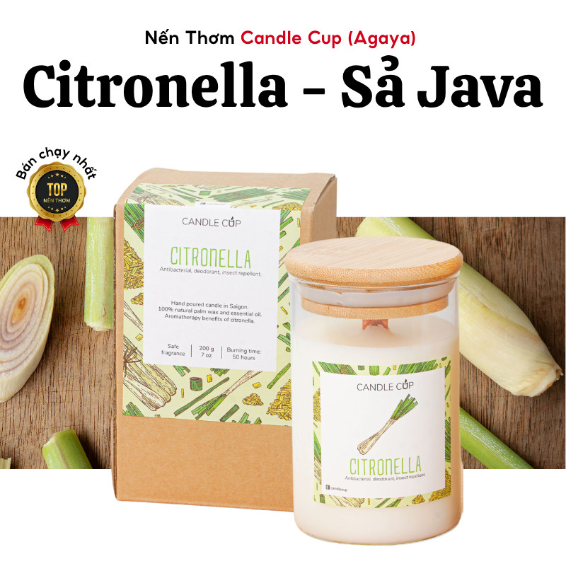 Nến Thơm Mùi Sả Java AGAYA Nến Thơm Qùa Tặng Sinh Nhật Tinh Dầu Thiên Nhiên Candle Cup Nến Thơm Spa 