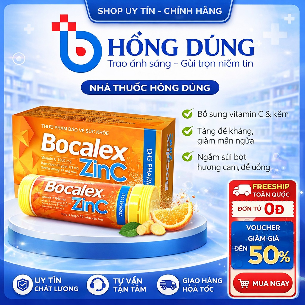 Bocalex Zinc - Viên sủi bổ sung Vitamin C & Kẽm