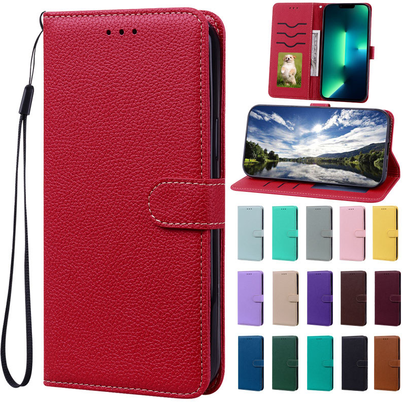 Ốp Điện Thoại Màu Kẹo Cho Infinix Smart 10 9 8 Pro Note 50 Pro 40 Ví Da Flip Case Có Hộp Đựng Thẻ