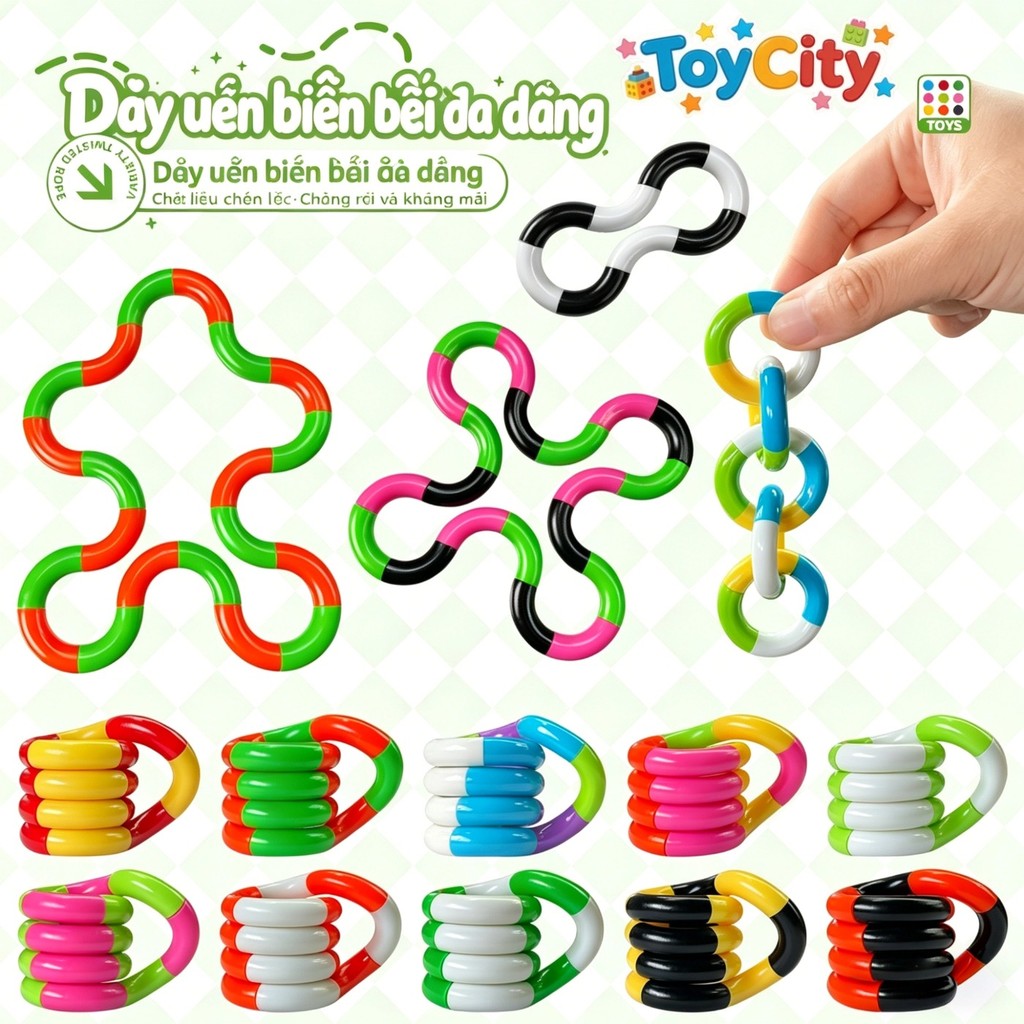 Đồ Chơi Tangle Twist Xoắn Xoẹt Giảm Căng Thẳng Fidget Toy Hot , Tangle Twist Fidget Toy Xoắn Xoẹt Dễ