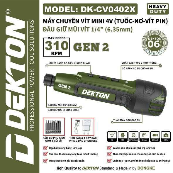 Máy vặn vít mini dùng pi.m 4V Dekton DK - CV0402 có dò điện âm tường miền bắc
