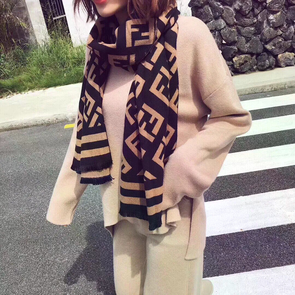 FENDI5060 Khăn choàng Cashmere nữ Khăn choàng ấm Yếm dài