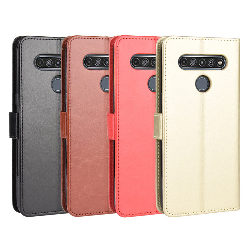 Ốp Điện Thoại LG K41S Vỏ Da Điện Thoại LG K61 Flip Crazy Horse Họa Tiết Dây Thẻ Ví Bảo Vệ K51S