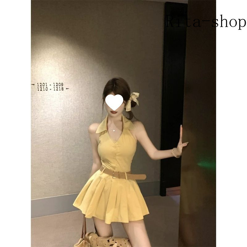 [Pre-Oder] Đầm Halter Pháp Ôm Dáng Váy Ngắn A Line Cạp Cao Nữ Hè | BigBuy360 - bigbuy360.vn