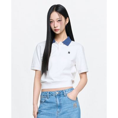 MLB - Áo polo nữ cổ bẻ tay ngắn Basic_3FPQB0163-50IVS