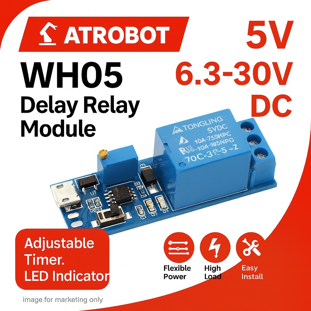 Mô-đun rơle trễ WH05 6.3-30v / Micro USB 5v AC 220v 10A DC 30v 10A NC KHÔNG CÓ Thời gian COM
