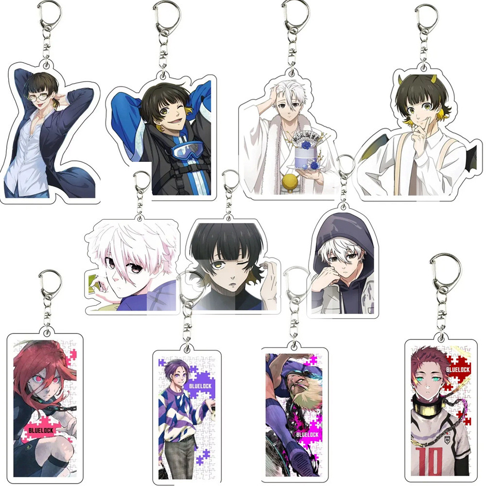 Anime Flame KeyChain Acrylic Cartoon Isagi Yoichi Chigiri Bachira Pendant Key Chain Cosplay Fans Gif