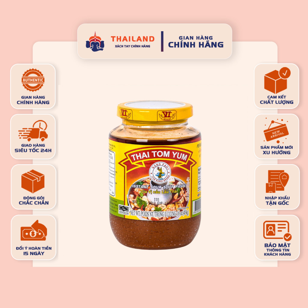 [HŨ 454gr] Gia Vị Lẩu Thái Tom Yum Chính Hiệu – Tom Yum Paste Chuẩn Vị Thái Lan