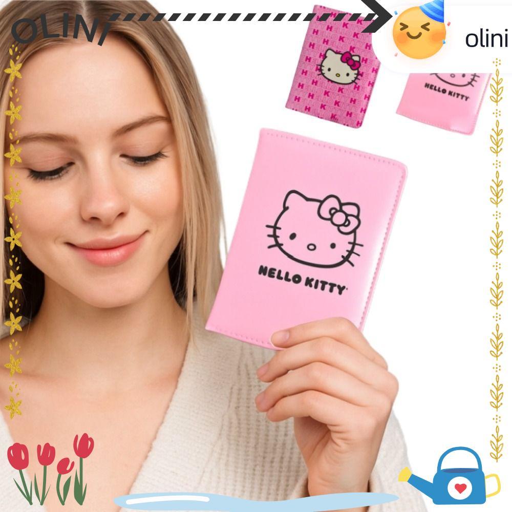 Hộp đựng thẻ tín dụng OLINI, ID Bank Hello Kitty Passport Cover, Túi đựng danh thiếp bằng da PU hoạt
