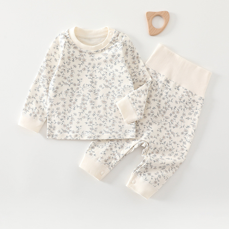 Baby High Waist Suit Spring and Autumn Pure Cotton Men's Pajamas Female Class A Underwear Long Johns