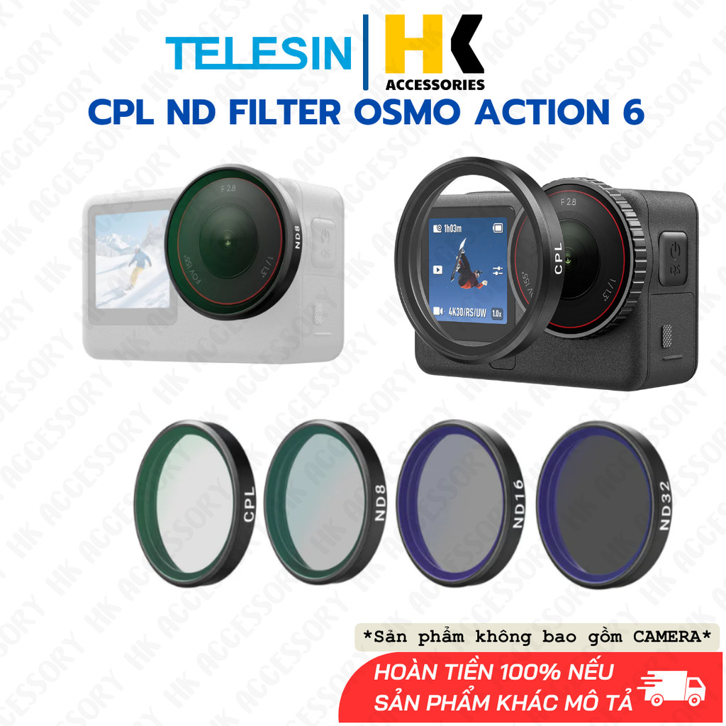 Bộ lọc Telesin CPL UV VND 2-32 cho Action 6 chuyên nghiệp có thể điều chỉnh ND