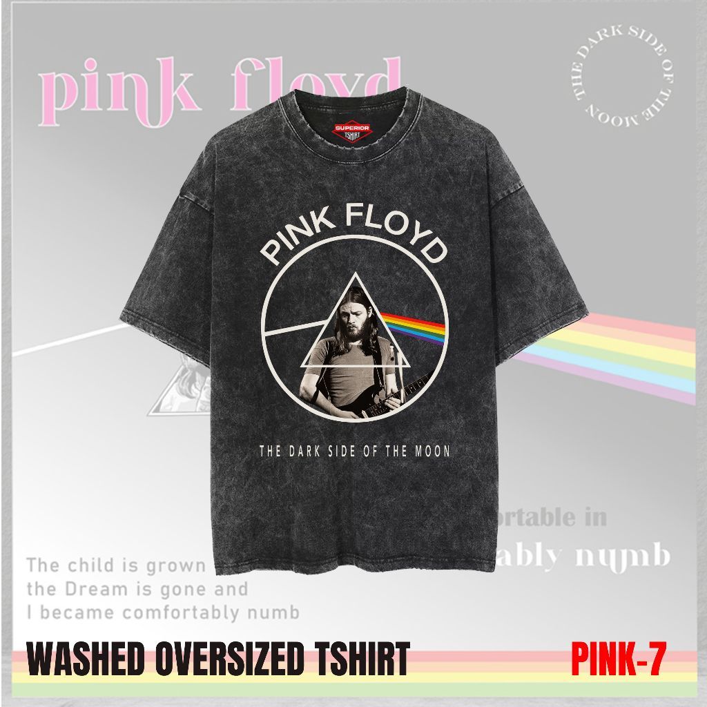 Superior Kaos Pink Floyd Oversize Wash Kaos Band Wash Oversize Dạo Phố Unisex Pink-6-15