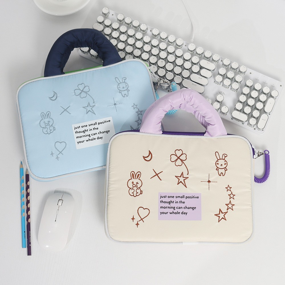 Không Gian Cotton Túi Máy Tính Thêu Túi Xách Thời Trang 11 / 14 / 16 Inch iPad Notebook Túi Chống Số