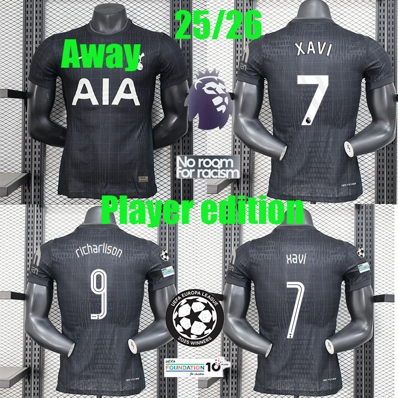 Áo thun bóng đá chất lượng cao phiên bản sân khách 25/26 cho SOLANKE, KUDUS, KULUSEVSKI, JOHNSON, RI