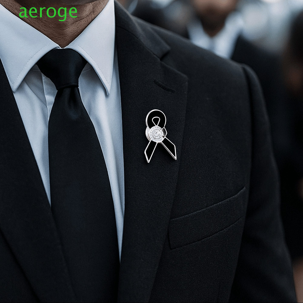 Aerogem Ruy Băng Tang Lễ Đen, Huy Hiệu Trâm Cài Cổ Áo Vintage Trắng - Phù Hợp Cho Lễ Tang