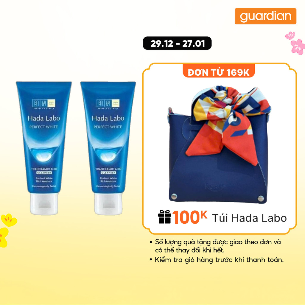Combo 2 Kem Rửa Mặt Giúp Dưỡng Sáng Perfect White Cleanser Hada Labo 80Gr