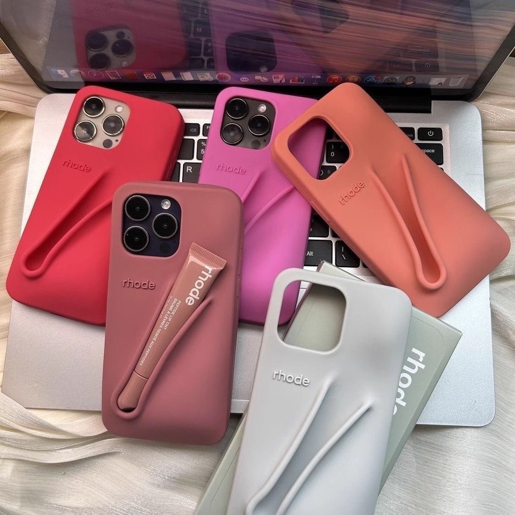 Ốp Điện Thoại Son Bóng Sang Trọng Cho iPhone 16 15 Pro Max 14 13 12 11 Pro Max Có Son Môi Silicon Mề