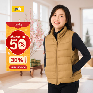    Áo phao ghile nữ YODY áo phao vip nữ có túi giữ ấm mềm mịn nhẹ PVN6014 