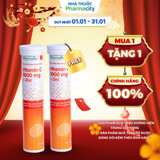 Viên sủi Pharmacity Vitamin C 1000mg + Zinc hỗ trợ tăng cường sức khỏe nâng cao đề kháng  20 viên  