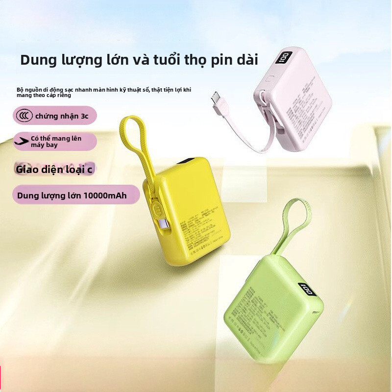 [Chứng nhận 3c] Đi kèm cáp Power Bank Mini Portable Macaron Color Power Bank 1.000mAh