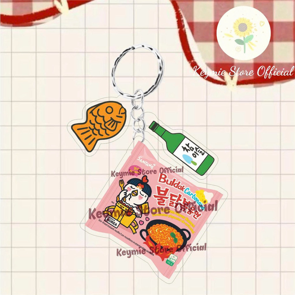 Móc Khoá Siêu Dễ Thương Chủ Đề Hàn Quốc – Buldak Carbonara Edition
