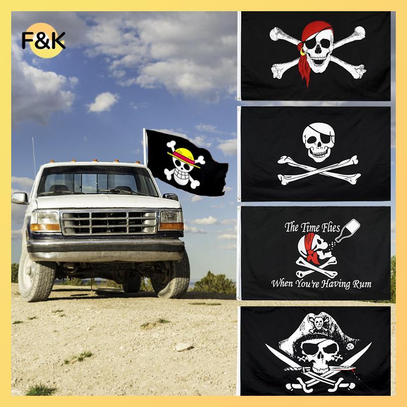 F & K Cờ One Piece Skull Crossbones Cờ Cướp Biển Jolly Roger Đôi Gãy Đầu Lâu Với Cờ Cướp Biển Để Tra
