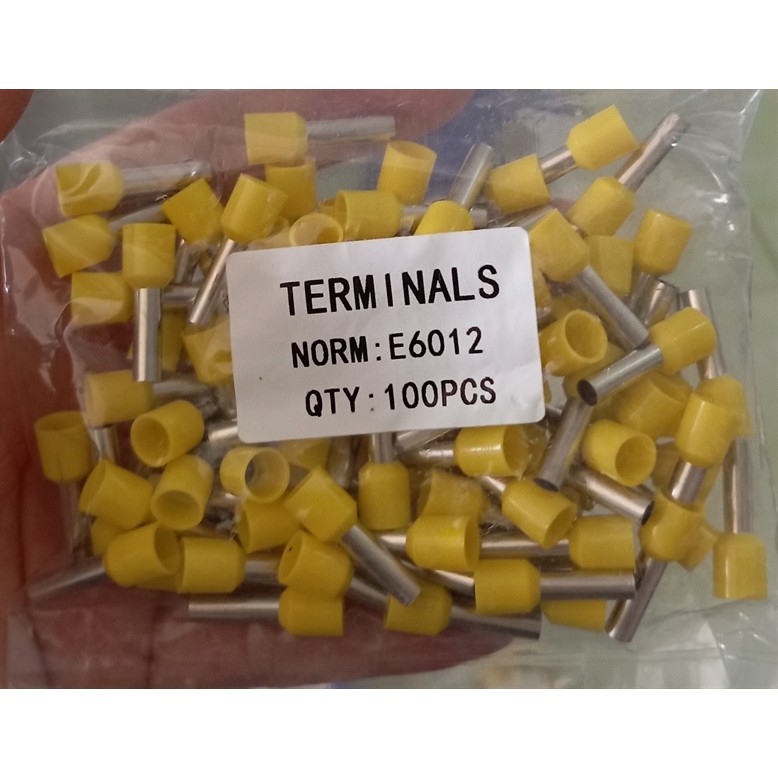 Đầu Cos Kim Rỗng E6012 màu Vàng Dùng Cho Dây 6mm