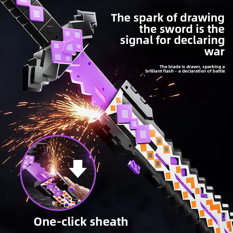 Cùng phong cách Spark Sword Minecraft Game Weapon Pixel Spray Luminous Diamond Sword Boy Đồ chơi trẻ
