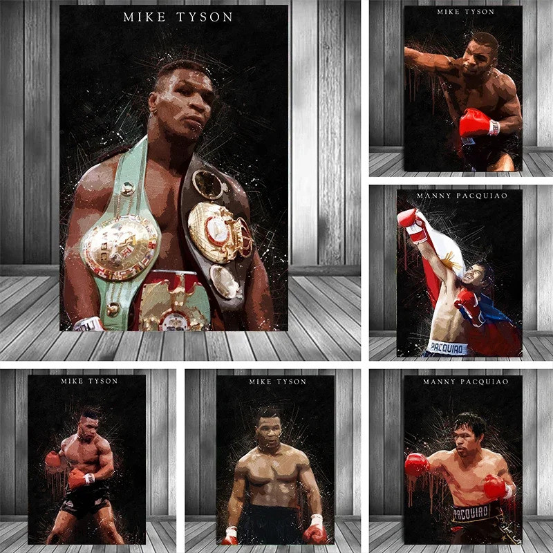 VVSO Thể Thao Hiện Đại Thẩm Mỹ Nghệ Thuật Treo Tường Boxer Mike Tyson Manny Pacquiao HD Canvas Poste
