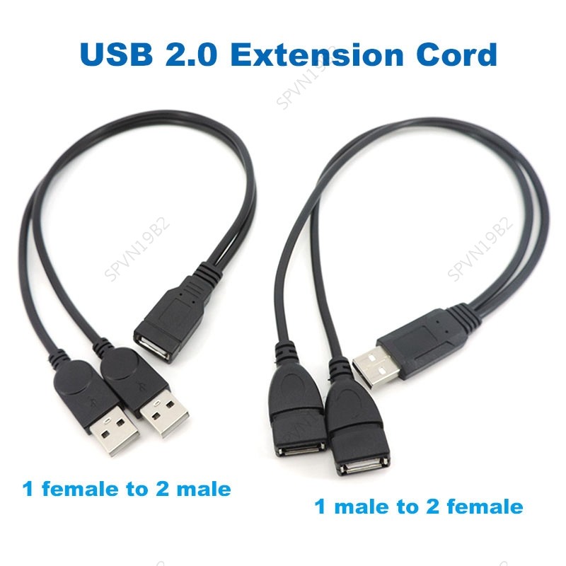 USB2.0 USD A 1 Nam Nữ Cắm Đến 2 Nam Nữ Ổ Cắm Dây Nối Dài Cáp Dữ Liệu Bộ Chuyển Đổi Nguồn Điện Cắm VN