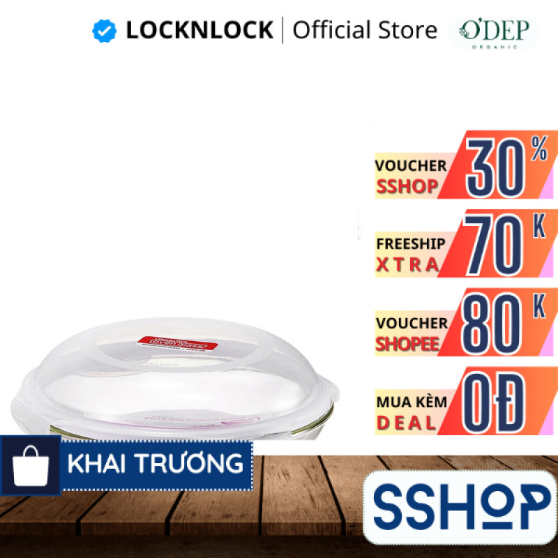 Hộp thủy tinh chịu nhiệt hình tròn Chính hãng LocknLock Glass food container round 530ml LLG883 - SS