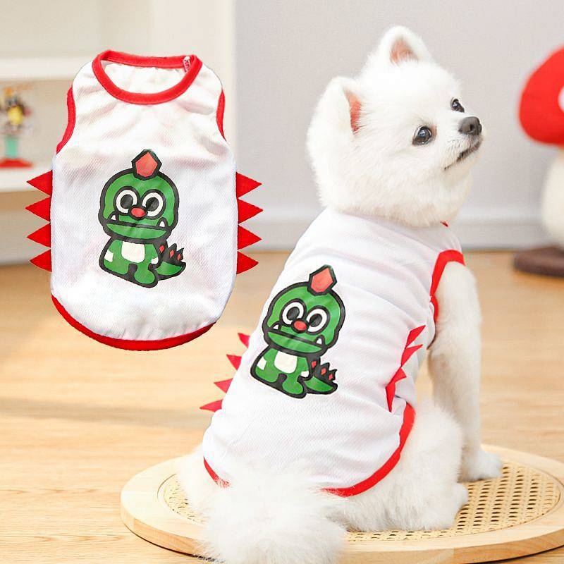 Spring and Summer New Dog Cat Pet Cat Clothes Dog Supplies Mesh Dinosaur Vest Outdoor Sun Protection