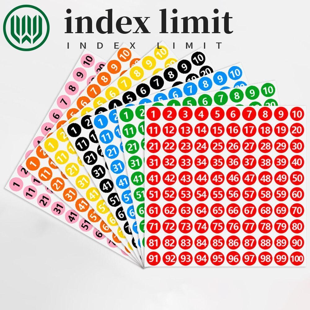 INDEX GIỚI HẠN 100 tờ Nhãn dán số, Nhãn dán số liên tiếp 1-100 10mm, Nhãn dán lưu trữ tròn tự dính P