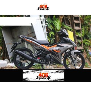 Tem dán xe cao cấp -  Tem rời Exciter 150 Y15ZR xám cam đen
