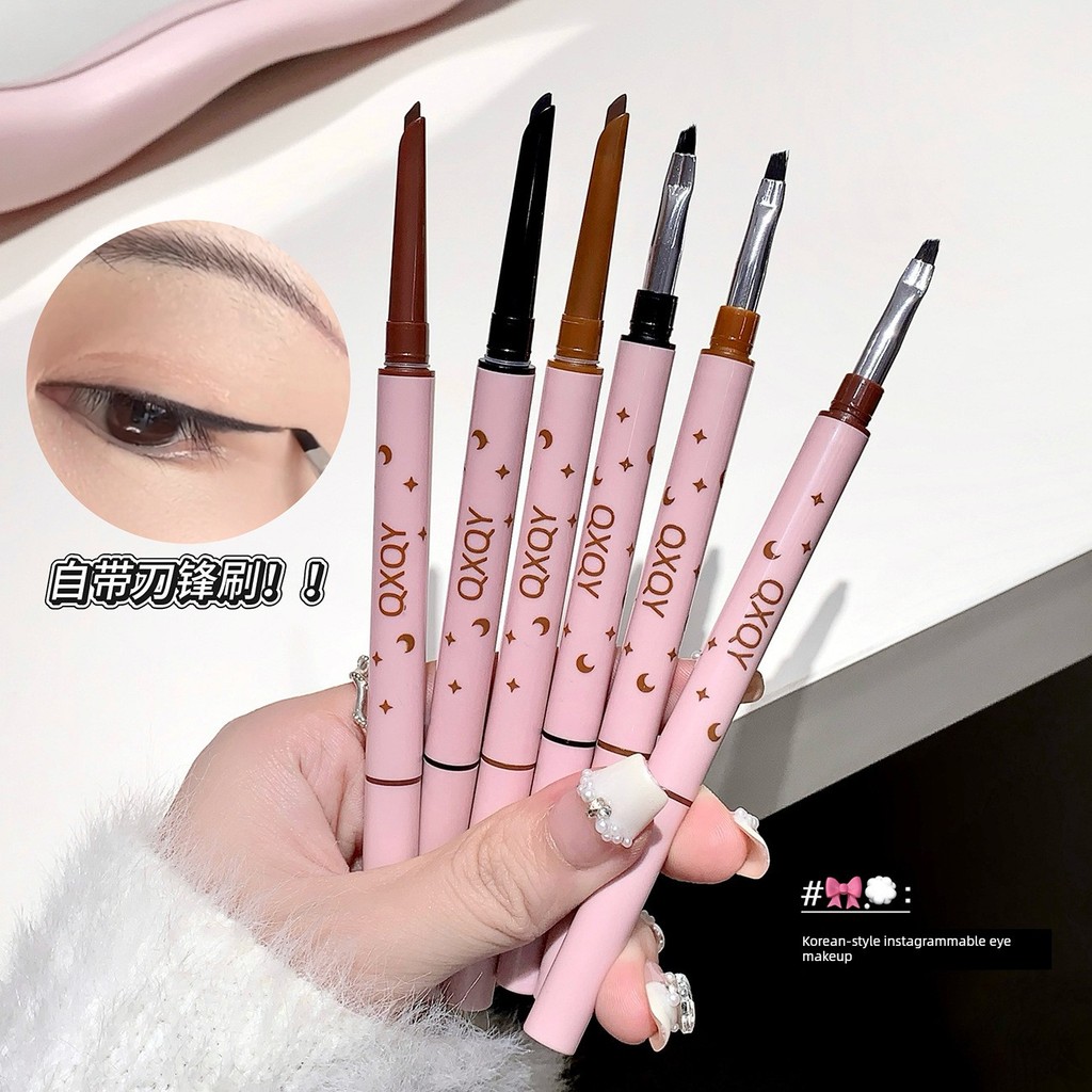 eyeliner bút chì kẻ mắt Bút chì Gel kẻ mắt hai đầu QXQY có bàn chải lưỡi _ Nằm Silkworm Eyeliner Ngh