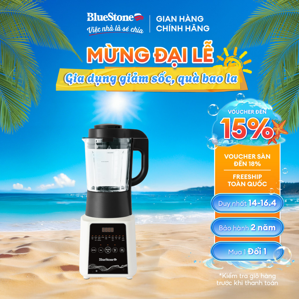 Máy Làm Sữa Hạt BlueStone BLB-6028 1.75L- 1000W Xay,900W Nấu | 11 Chế Độ | Smart Cook | Giảm Ồn | Tự