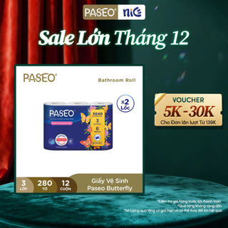  Combo 2 Lốc Giấy Vệ Sinh Paseo Cao Cấp Siêu Mềm Mịn 6 Cuộn 3 Lớp - Tan Nhanh - Không Gây Tắc Nghẽn 