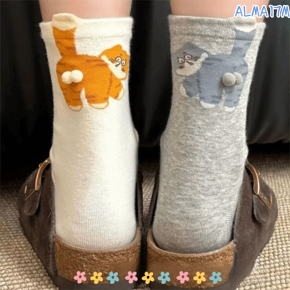 Tất Cotton ALMA1 ống giữa ba chiều Eggs Shape, thoáng khí và hút mồ hôi, mềm mại cho cả nam và nữ