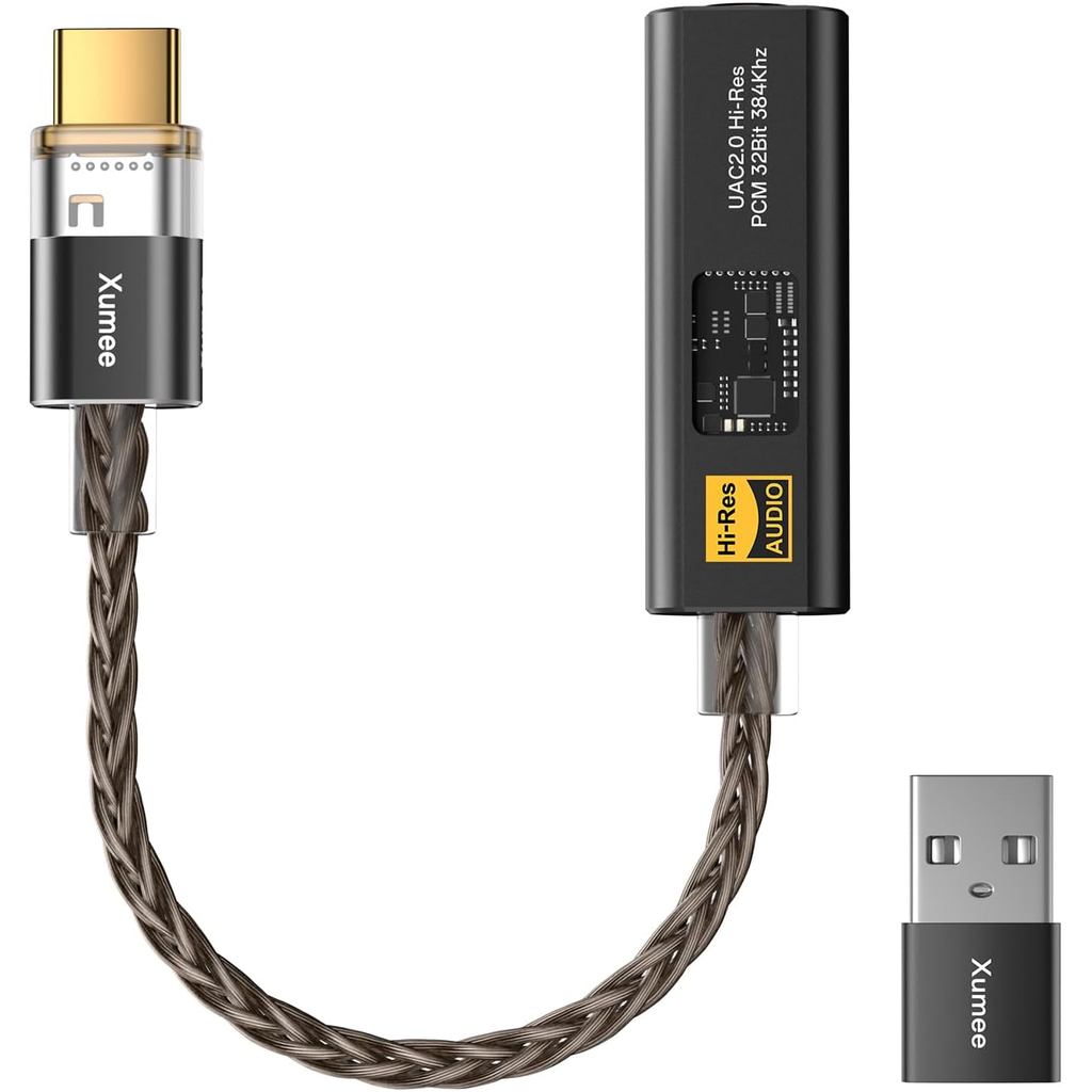 Bộ chuyển đổi âm thanh Xumee USB C sang 3,5mm, DAC Dongle với Chip kép (CX31993 + MAX97220), Hi-Res 
