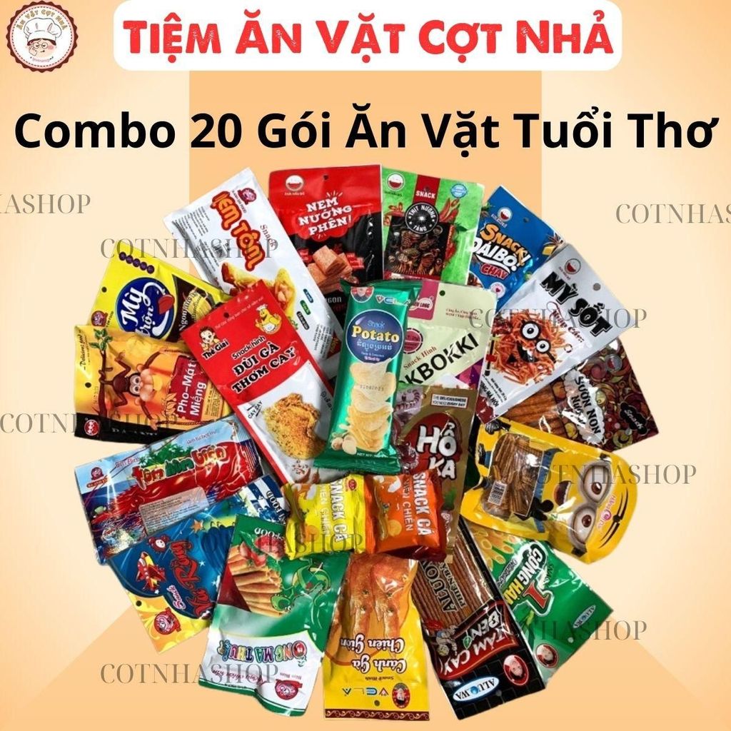 COMBO (40 Gói) Đồ ăn vặt CAY SIÊU HOT đồ 1k TIỆM CỔNG TRƯỜNG Đồ Ăn Vặt Tuổi Thơ