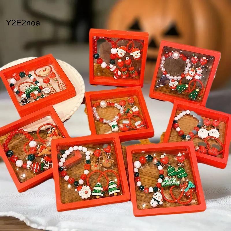 Y2E2noa Vòng Tay Giáng Sinh Bộ Hoạt Hình Ông Già Noel Người Tuyết Xmas Cây Nai Sừng Tấm Trang Sức Tó