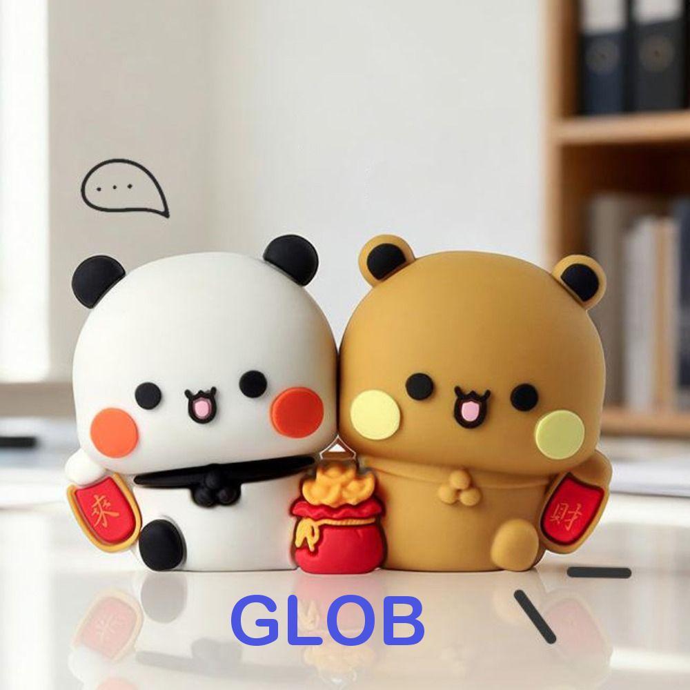 GLOB 1 cặp Bubu Dudu Gấu Trúc Hình, Anime Hình Panda Bubu Dudu Hình Búp Bê, Truyện Tranh Mini Sưu Tậ