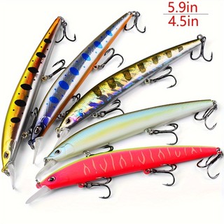 Mồi câu cá wobbler nổi minnow ABS, kích thước 115mm/150mm, trọng lượng 9g/19.5g, đa sắc màu phù hợp với nhiều loại cá