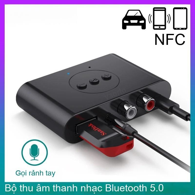 Bộ Thu Âm Bluetooth 5.0 Hỗ Trợ NFC & Mic - Cổng USB/RCA/AUX Cho Xe Hơi/Loa/Bộ Khuếch Đại