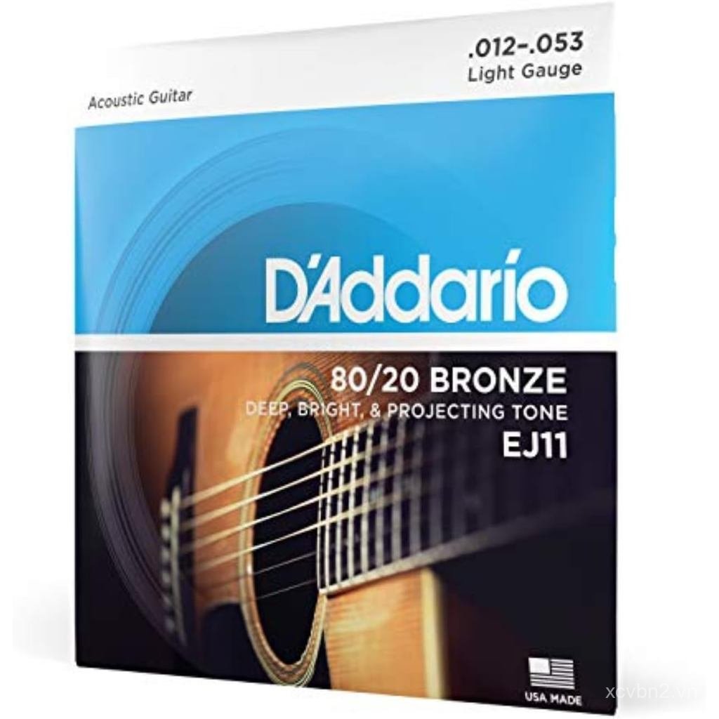 Dây đàn Guitar Acoustic D 'Addario, 80 / 20 Bronze, EJ11, Light Gauge 12-53, Bộ 6 dây, Gói 1