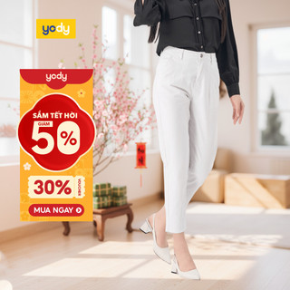    Quần baggy kaki nữ YODY nữ bản lưng cao ống ôm co giãn nhẹ QJN3072 