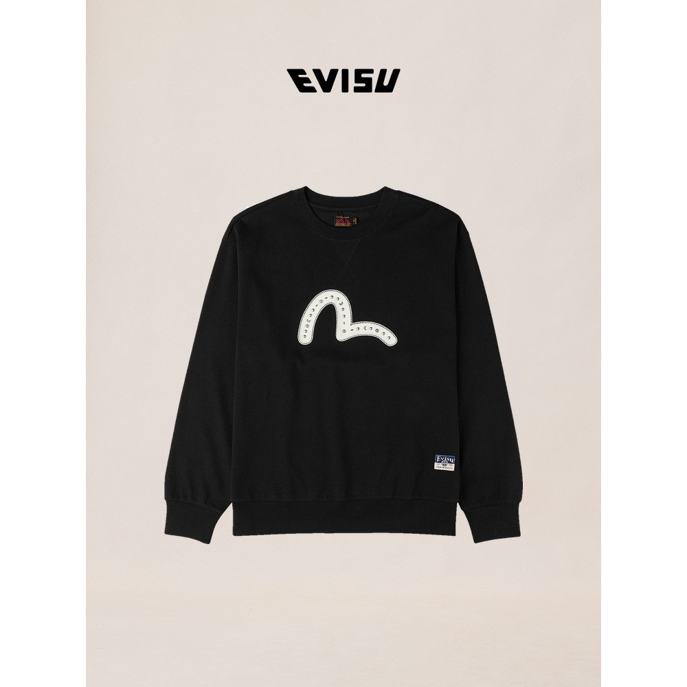 EVISU Áo hoodie nam dáng rộng họa tiết hải âu mới từ EVIZU