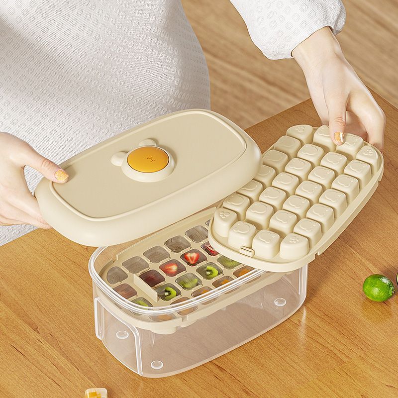 Premium Selection#Bear Food Grade Press Ice Mold Food Grade Ice Tray Grid Box Household Ice Cube Art