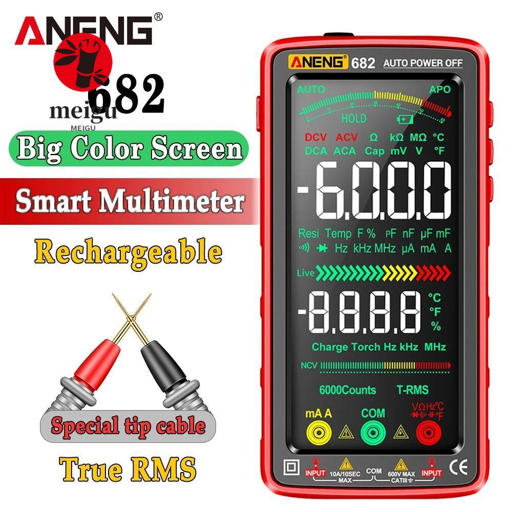 Ampe kế MEIGU AC / DC ANENG 681 682 LCD Màn hình màu lớn có thể sạc lại 6000 lần