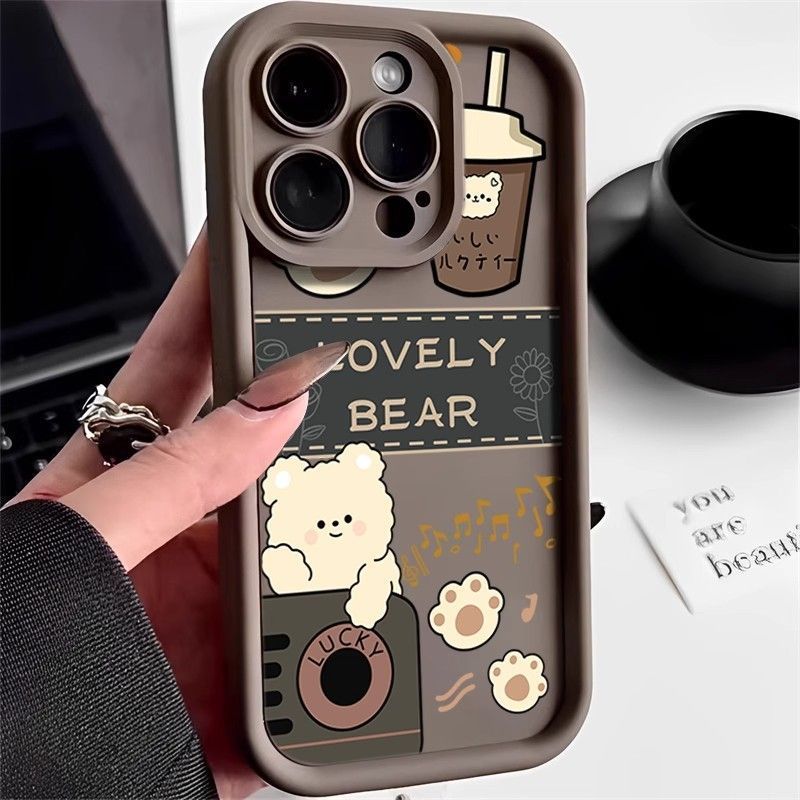 Ốp Lưng Redmi A3X Note 10S 4G 14R 5G K60 Ultra 13C 10C Gấu Lovely Cute Coffee Hình Đáng Yêu Silicon 